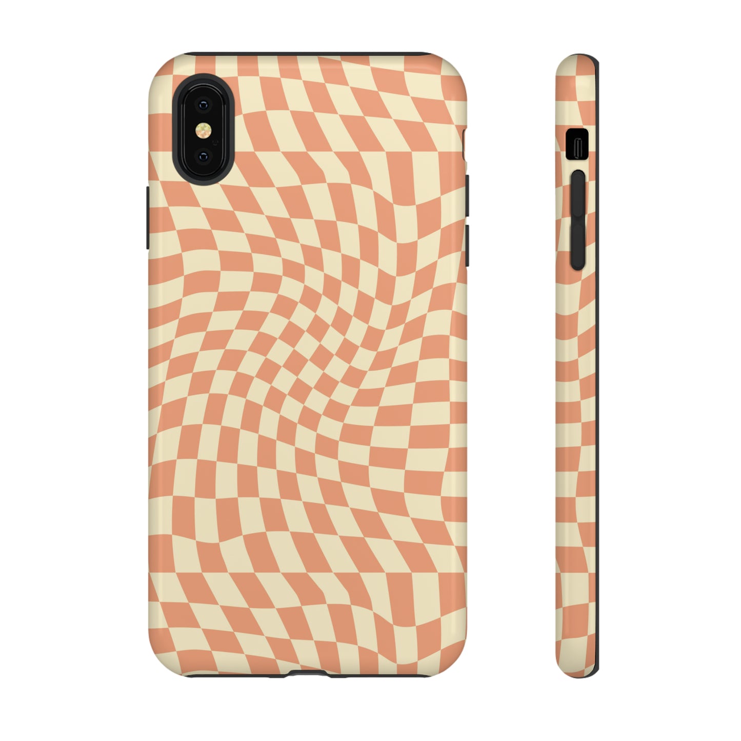 Wavy Peach Cream Checkerboard