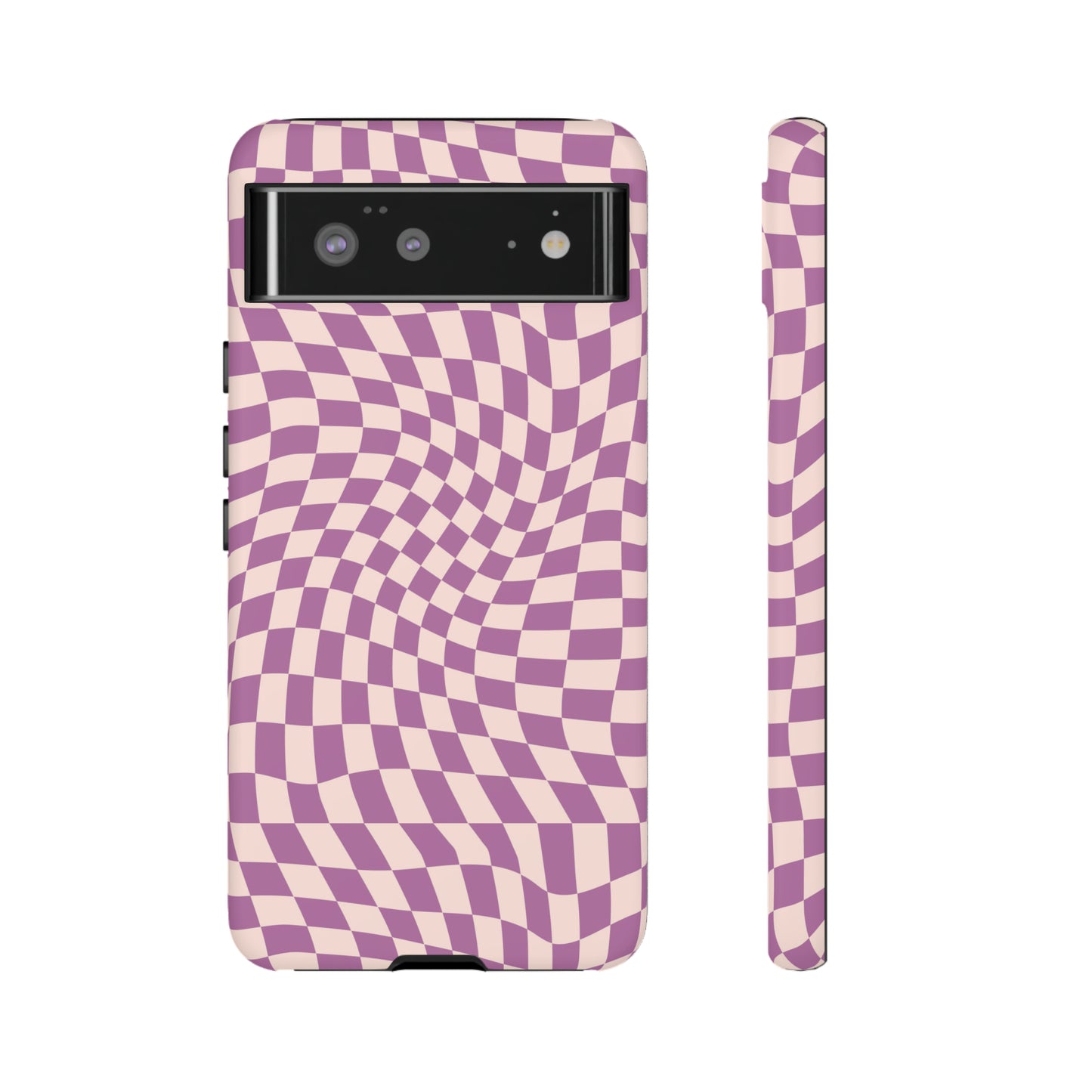 Wavy Purple Pink Checkerboard