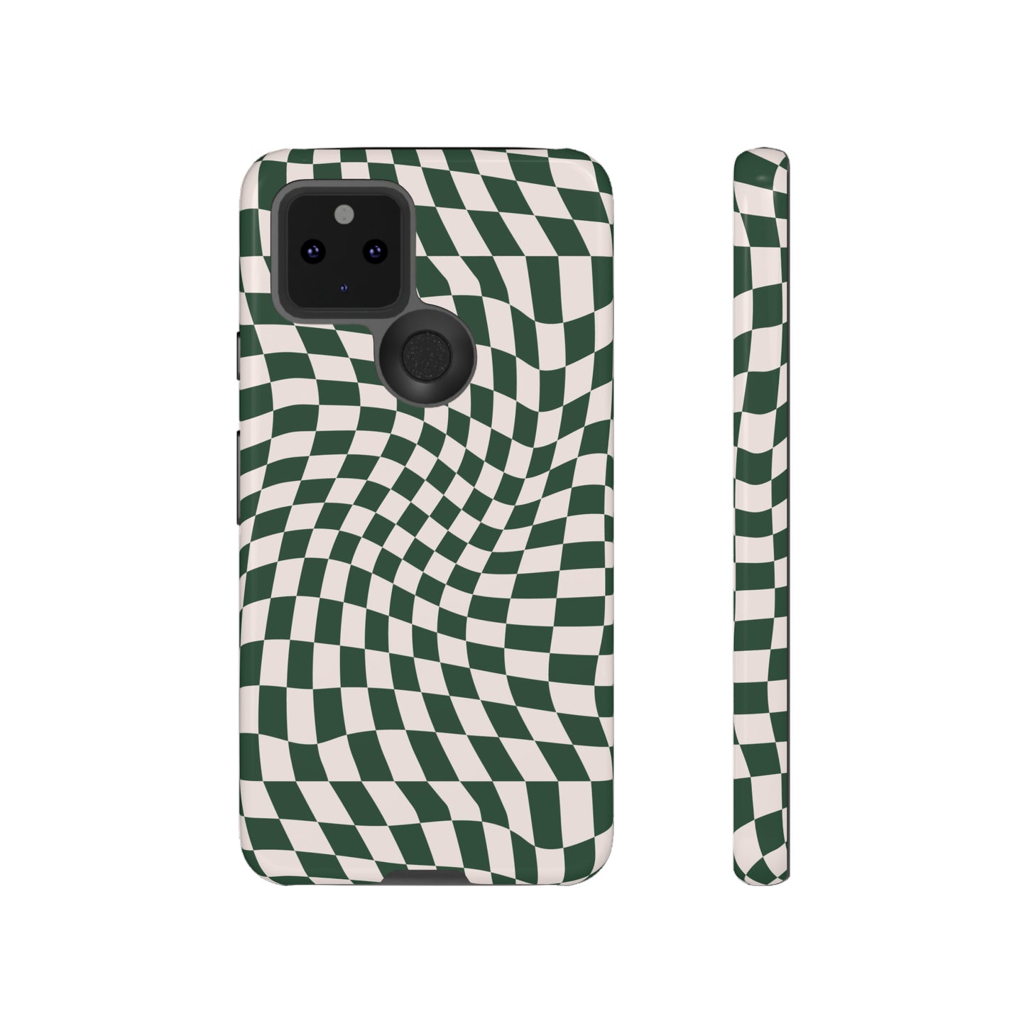 Wavy Forest Green Checkerboard