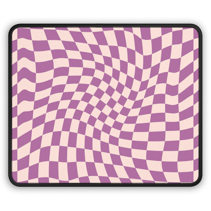 Trendy Wavy Purple Pink Checkerboard Non Slip Gaming Mouse Pad