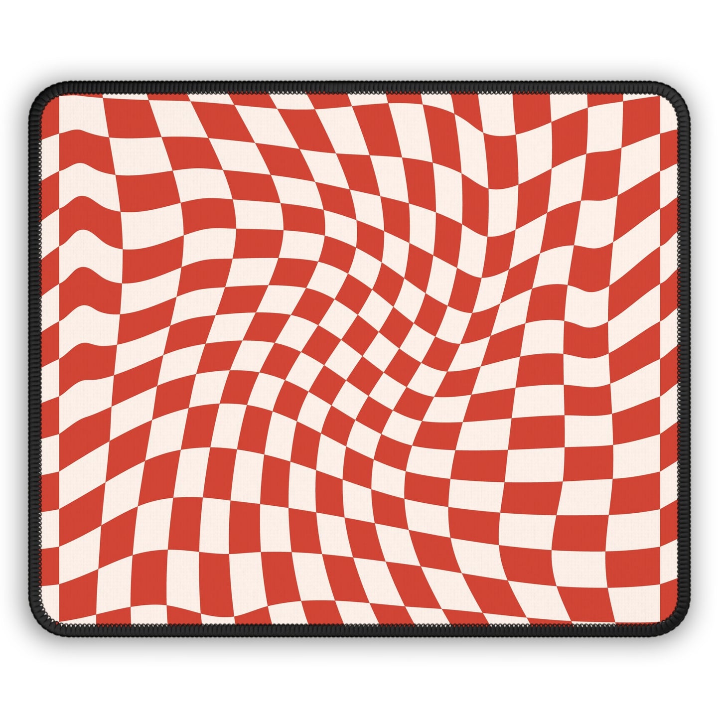 Trendy Wavy Cherry Cream Checkerboard Non Slip Gaming Mouse Pad
