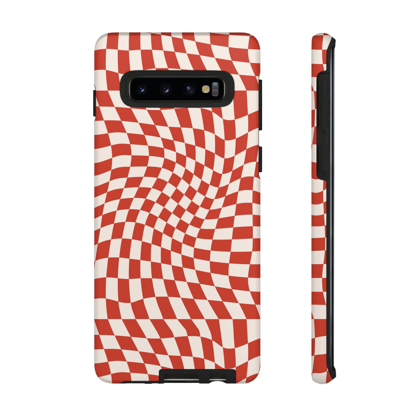 Wavy Cherry Cream Checkerboard