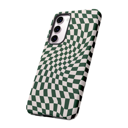 Wavy Forest Green Checkerboard