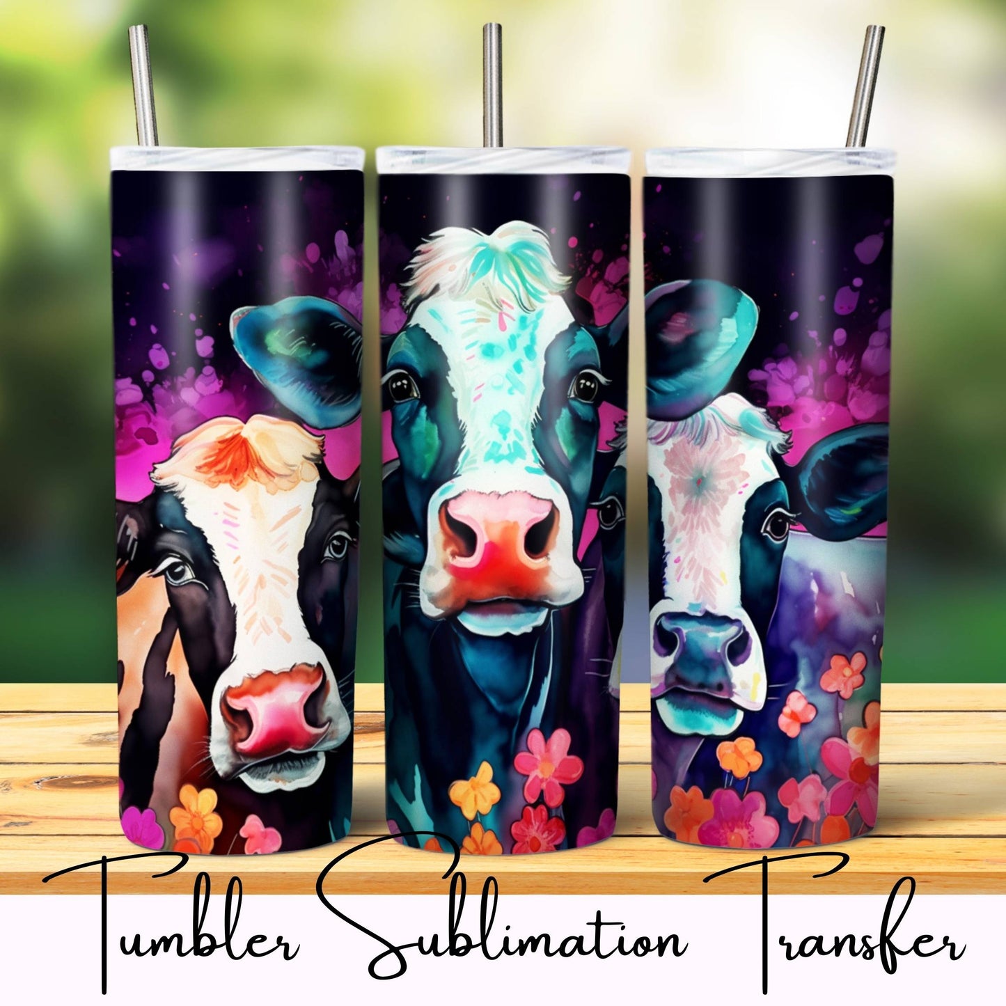 SUB1152  Animal Selfies Cows Tumbler Sublimation Transfer