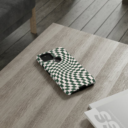 Wavy Forest Green Checkerboard