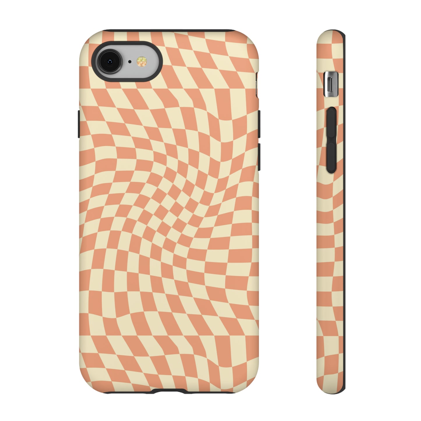 Wavy Peach Cream Checkerboard