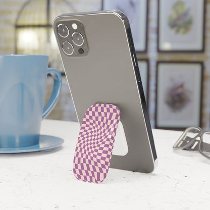 Purple Pink Wavy Checkerboard Phone Click-On Grip