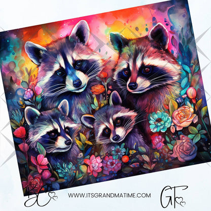 SUB1153 Animal Selfies Racoons Tumbler Sublimation Transfer