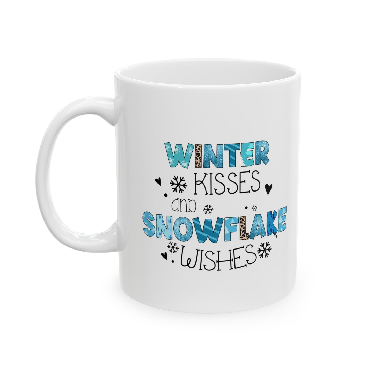 Winter Kisses and Snowflake Wishes Ceramic Mug