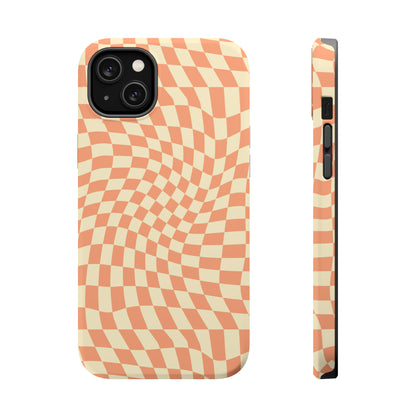 Wavy Peach Cream Checkerboard Case