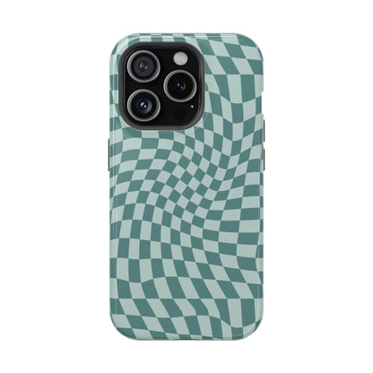 Wavy Teal Blue Checkerboard Case