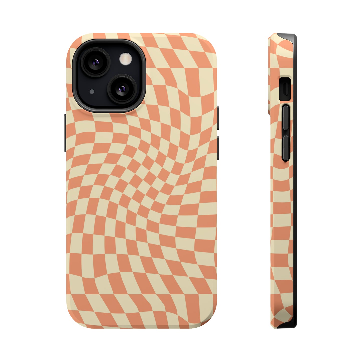 Wavy Peach Cream Checkerboard Case