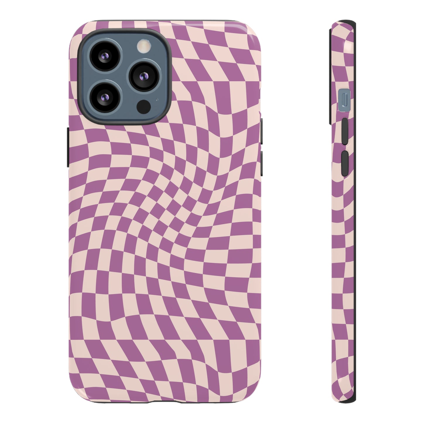 Wavy Purple Pink Checkerboard