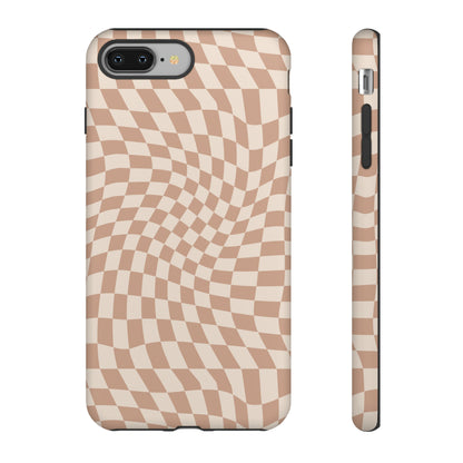 Wavy Tan Checkerboard