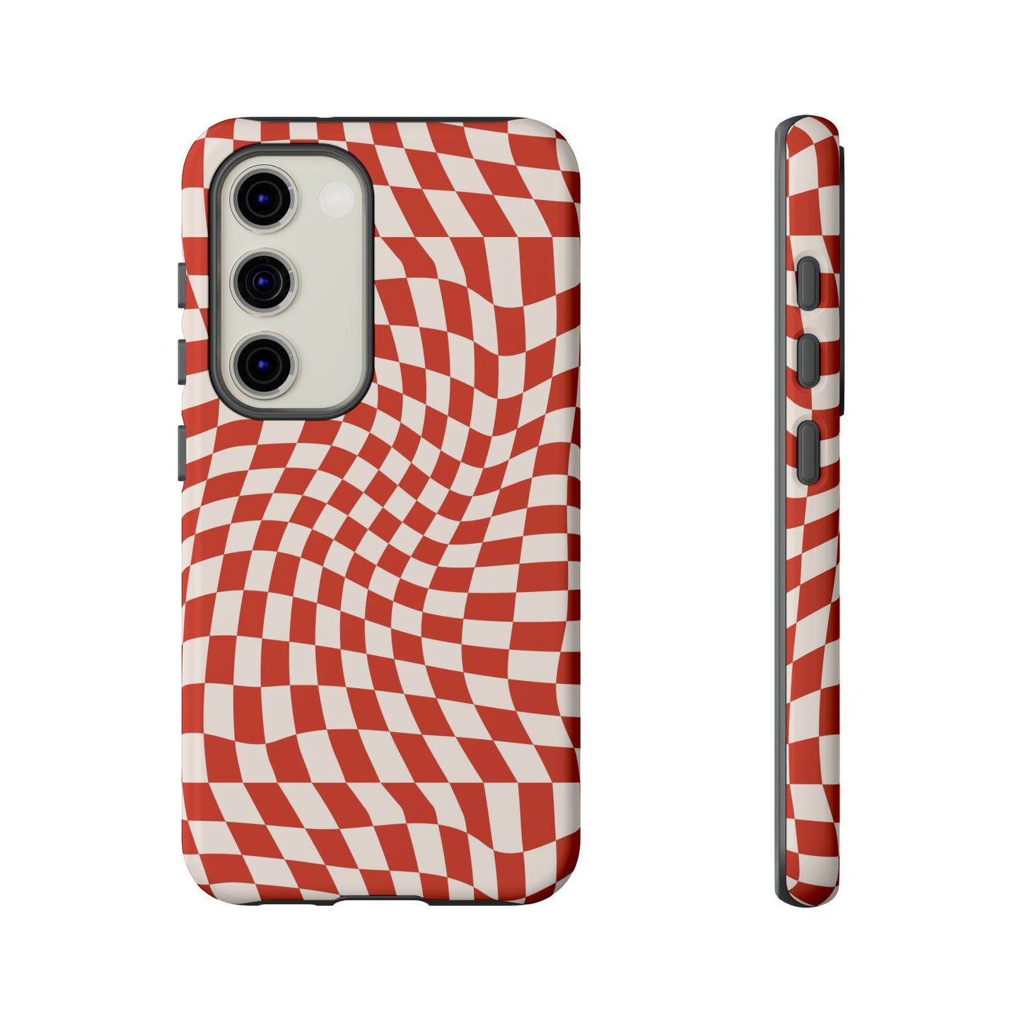 Wavy Cherry Cream Checkerboard