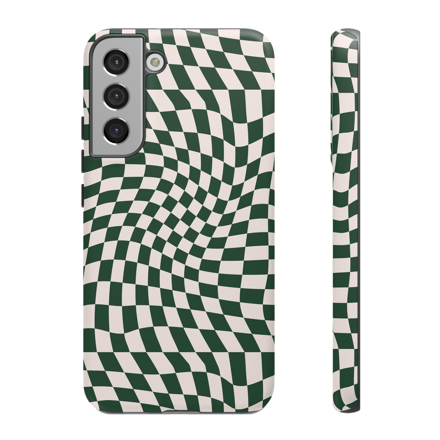 Wavy Forest Green Checkerboard