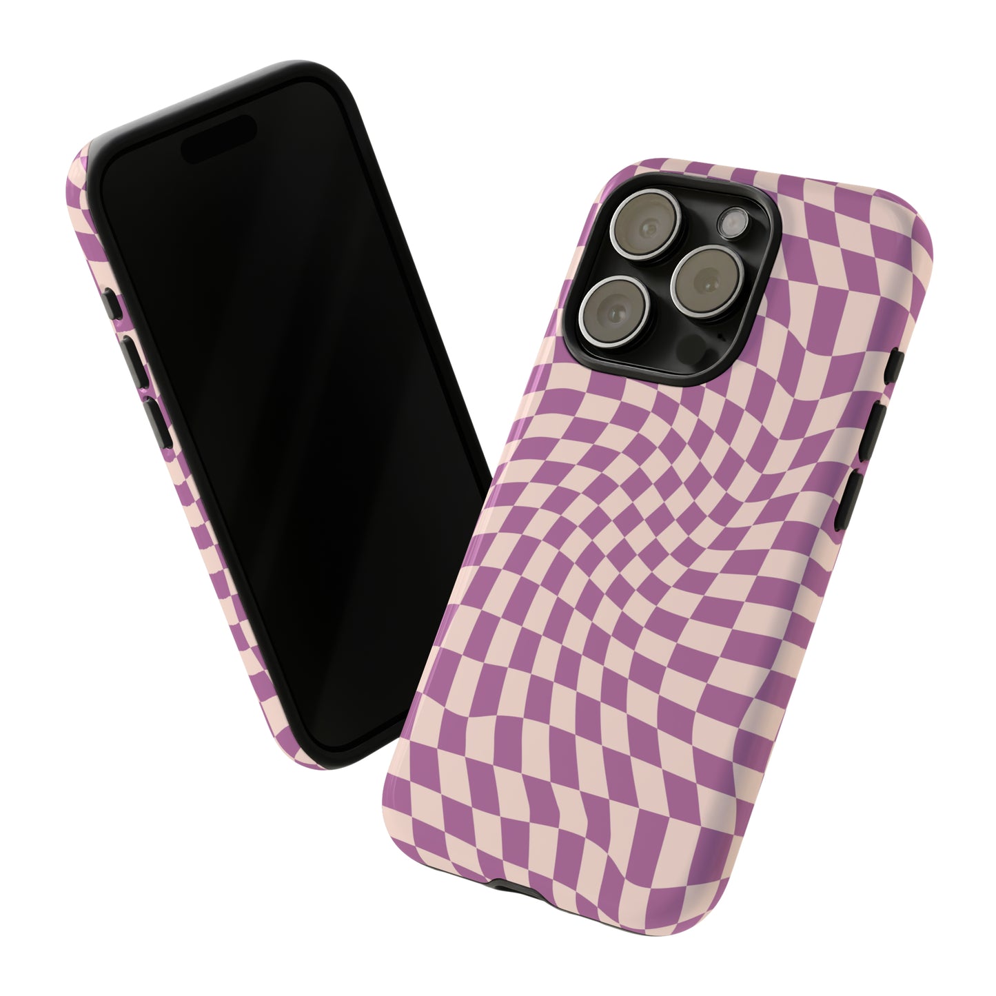 Wavy Purple Pink Checkerboard