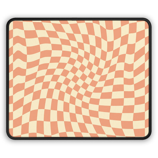 Trendy Wavy Peach Cream Checkerboard Non Slip Gaming Mouse Pad
