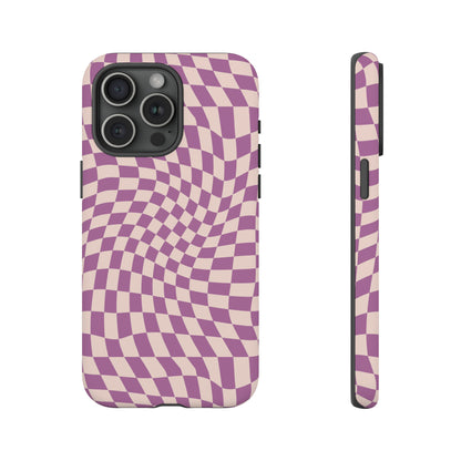 Wavy Purple Pink Checkerboard