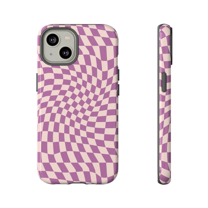 Wavy Purple Pink Checkerboard