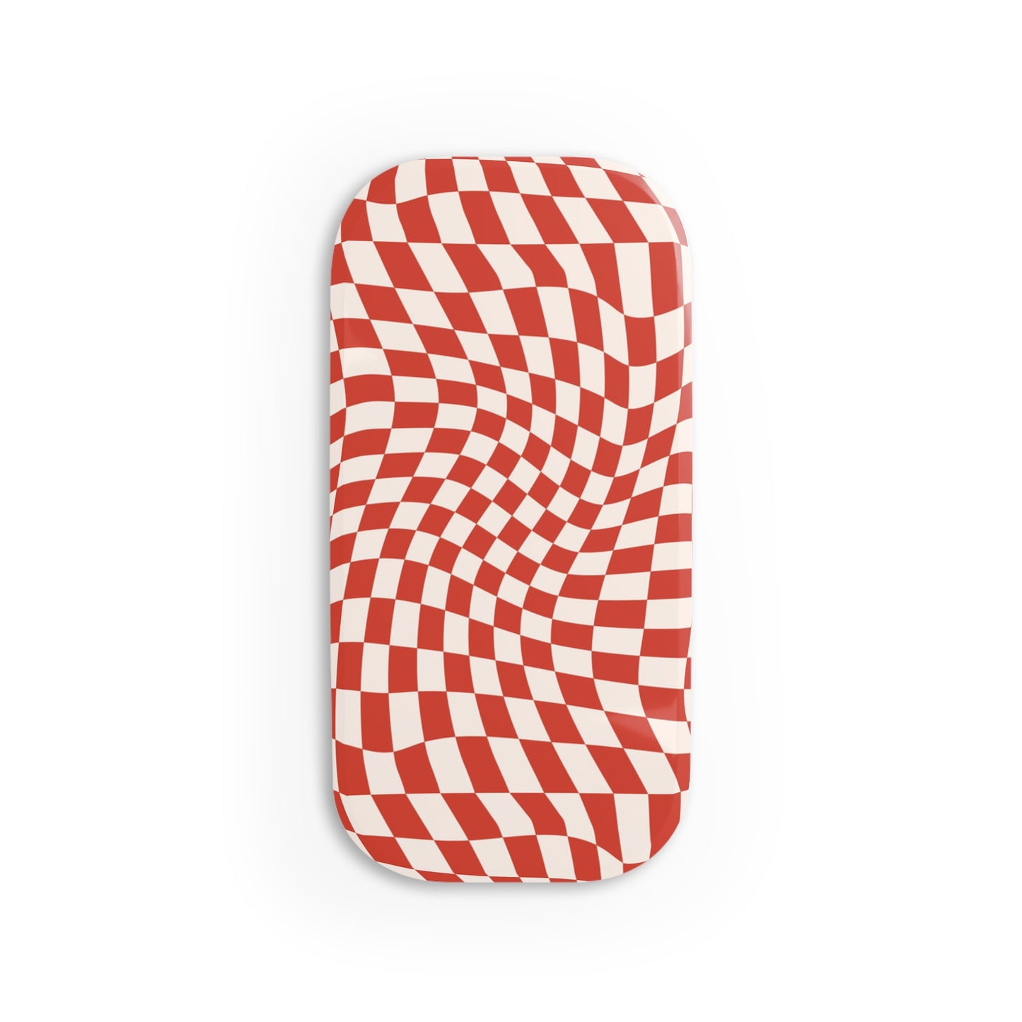 Cherry Cream Wavy Checkerboard Phone Click-On Grip