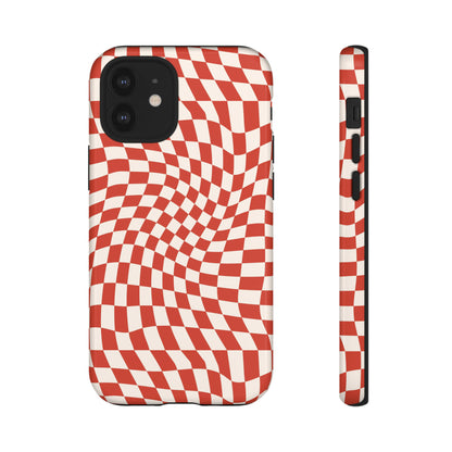 Wavy Cherry Cream Checkerboard