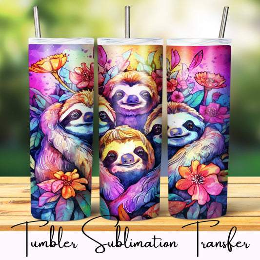 SUB1115 Animal Selfies Sloths Tumbler Sublimation Transfer