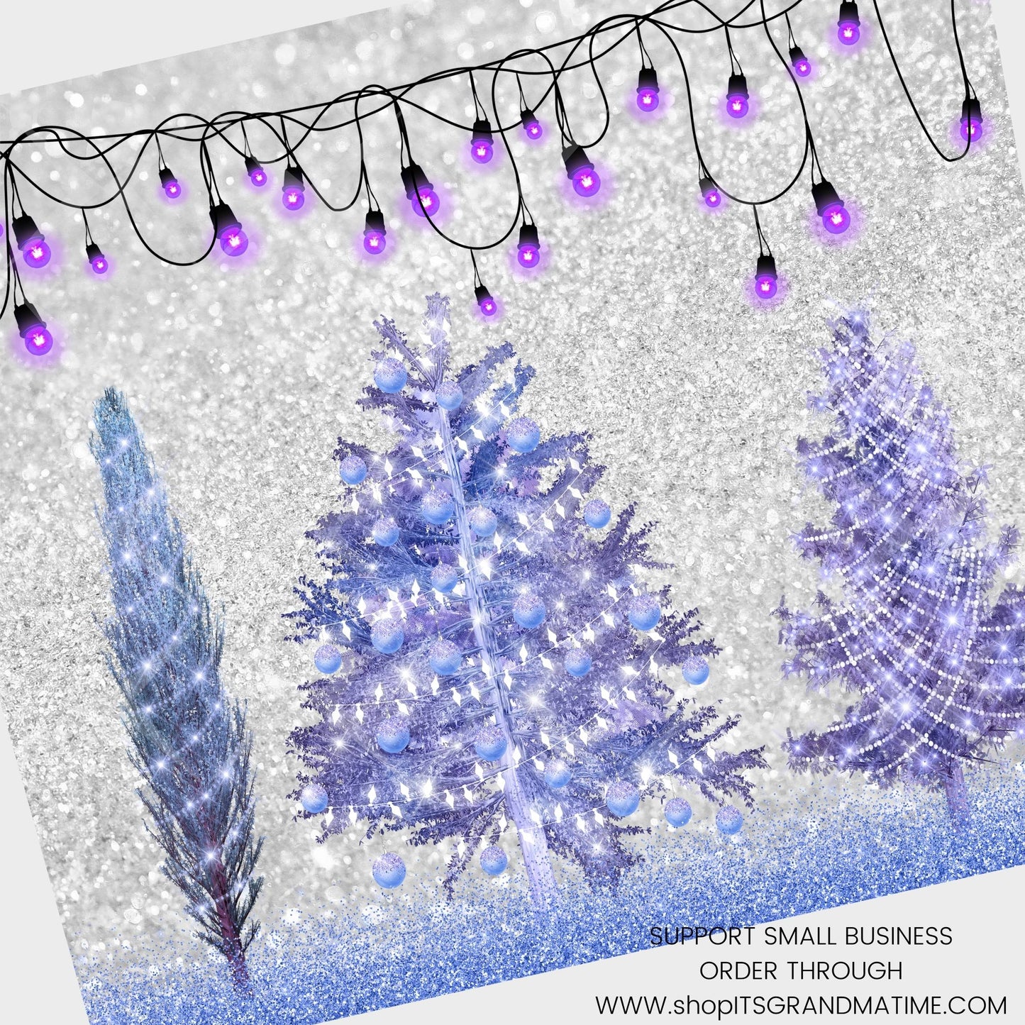 SUB2237-40 Glitter Christmas Tree Lights Tumbler Sublimation Transfer