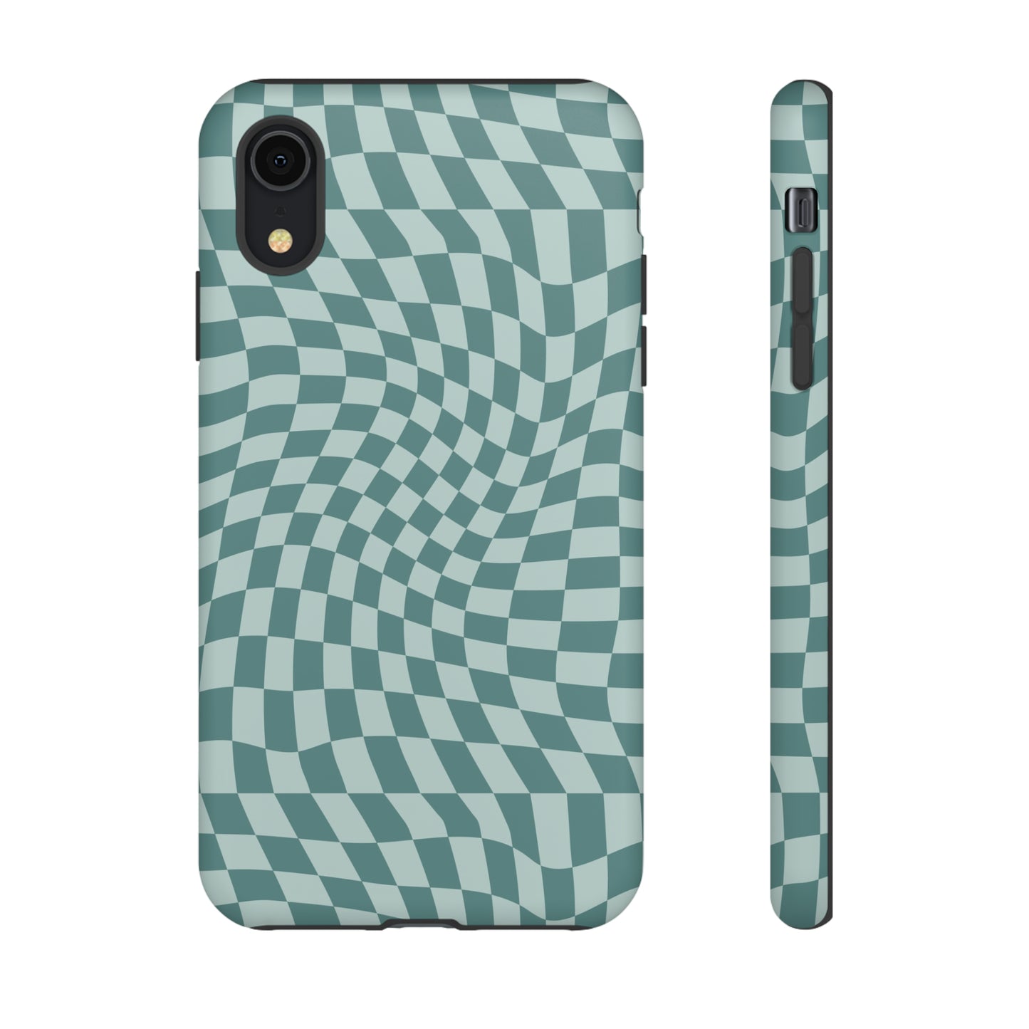 Wavy Teal Blue Checkerboard