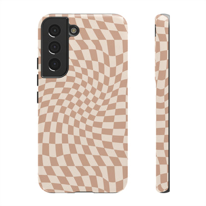 Wavy Tan Checkerboard