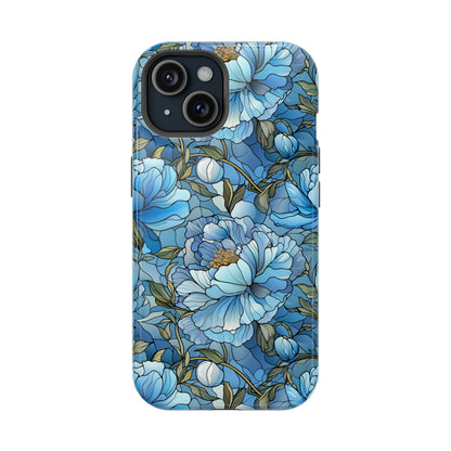 Blue Stained Glass Flowers Phone Case