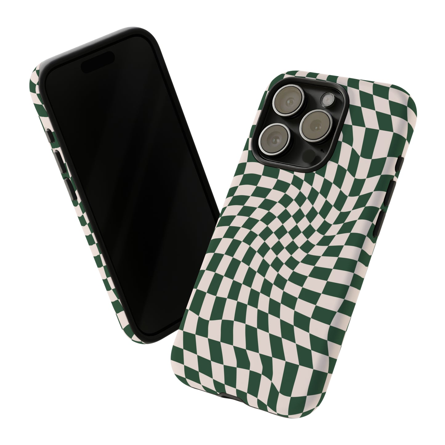 Wavy Forest Green Checkerboard