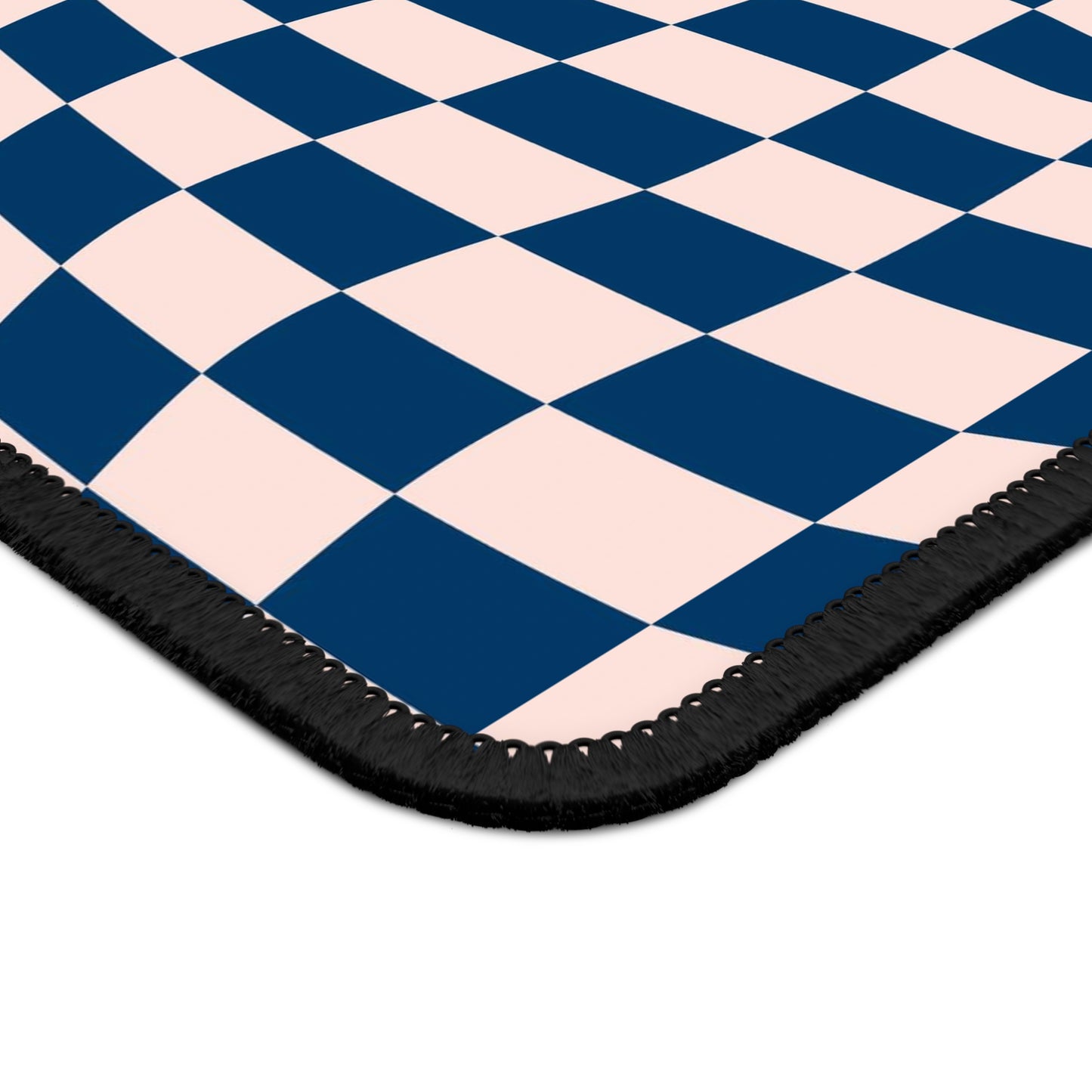 Trendy Wavy Blue Checkerboard Non Slip Gaming Mouse Pad