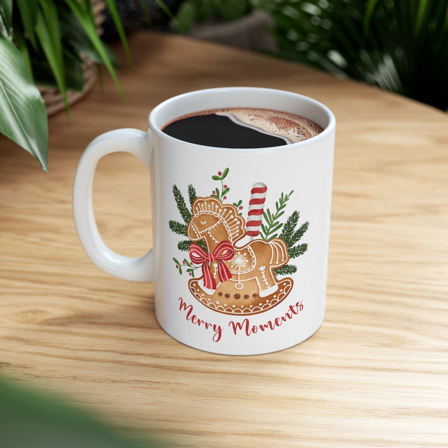 Rockin Horse Gingerbread Christmas Ceramic Mug