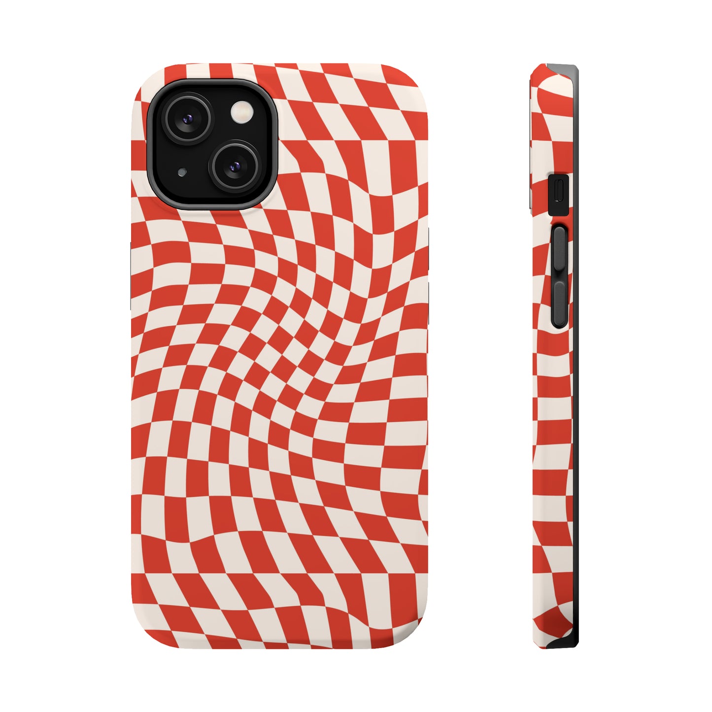 Wavy Cherry Cream Checkerboard Case