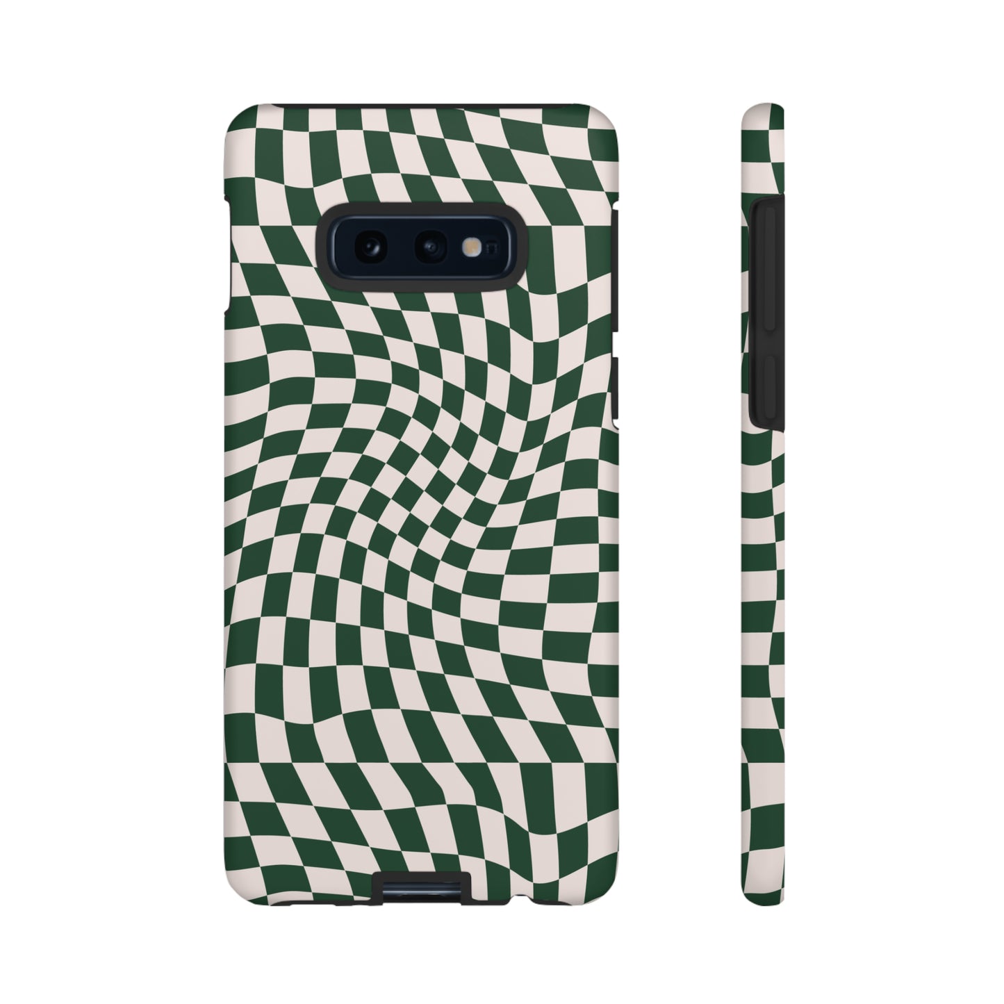 Wavy Forest Green Checkerboard