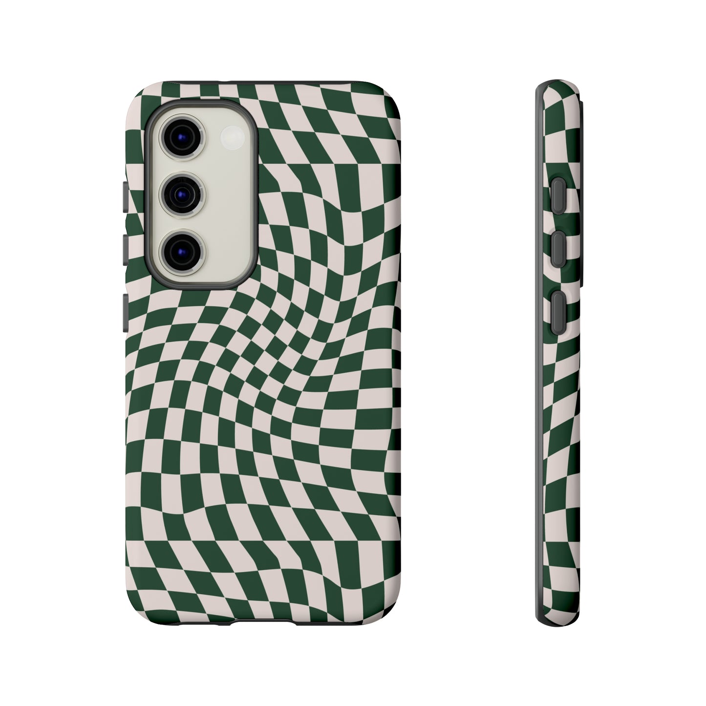 Wavy Forest Green Checkerboard