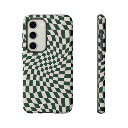 Wavy Forest Green Checkerboard