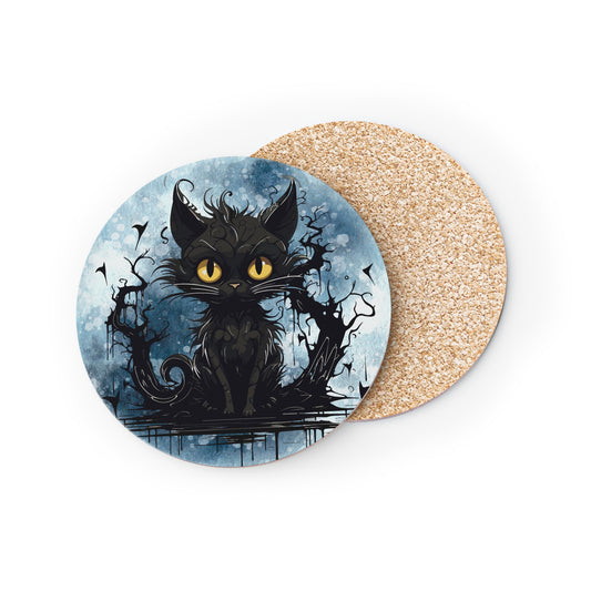 Halloween Black Cat Round Coaster