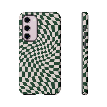 Wavy Forest Green Checkerboard