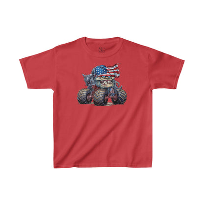 SUB1933 Monster Truck 4th of July Patriotic Kids T-Shirt
