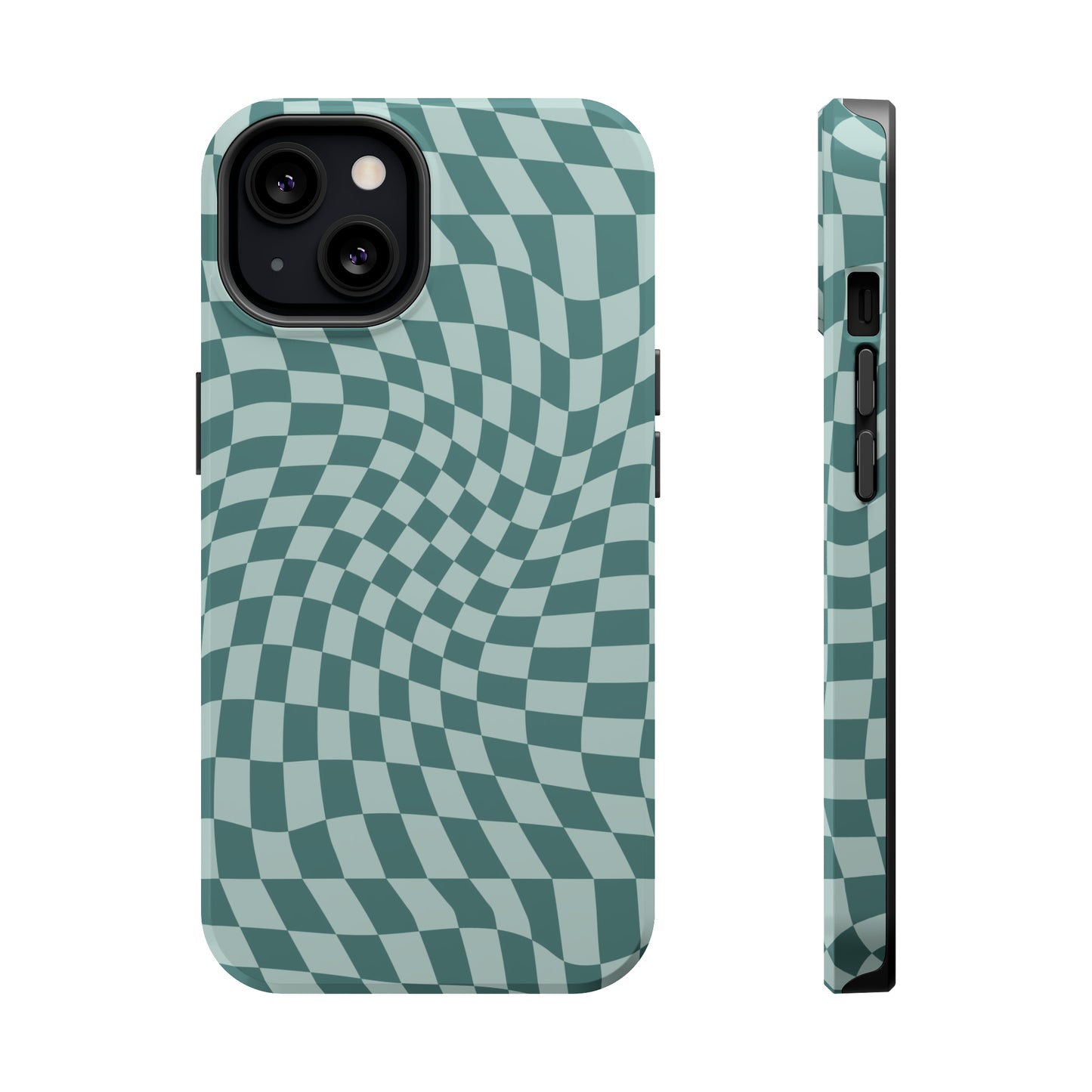 Wavy Teal Blue Checkerboard Case