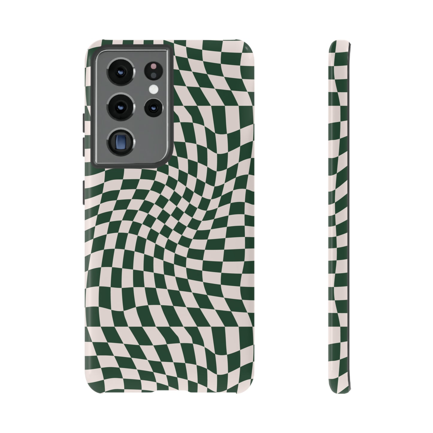 Wavy Forest Green Checkerboard