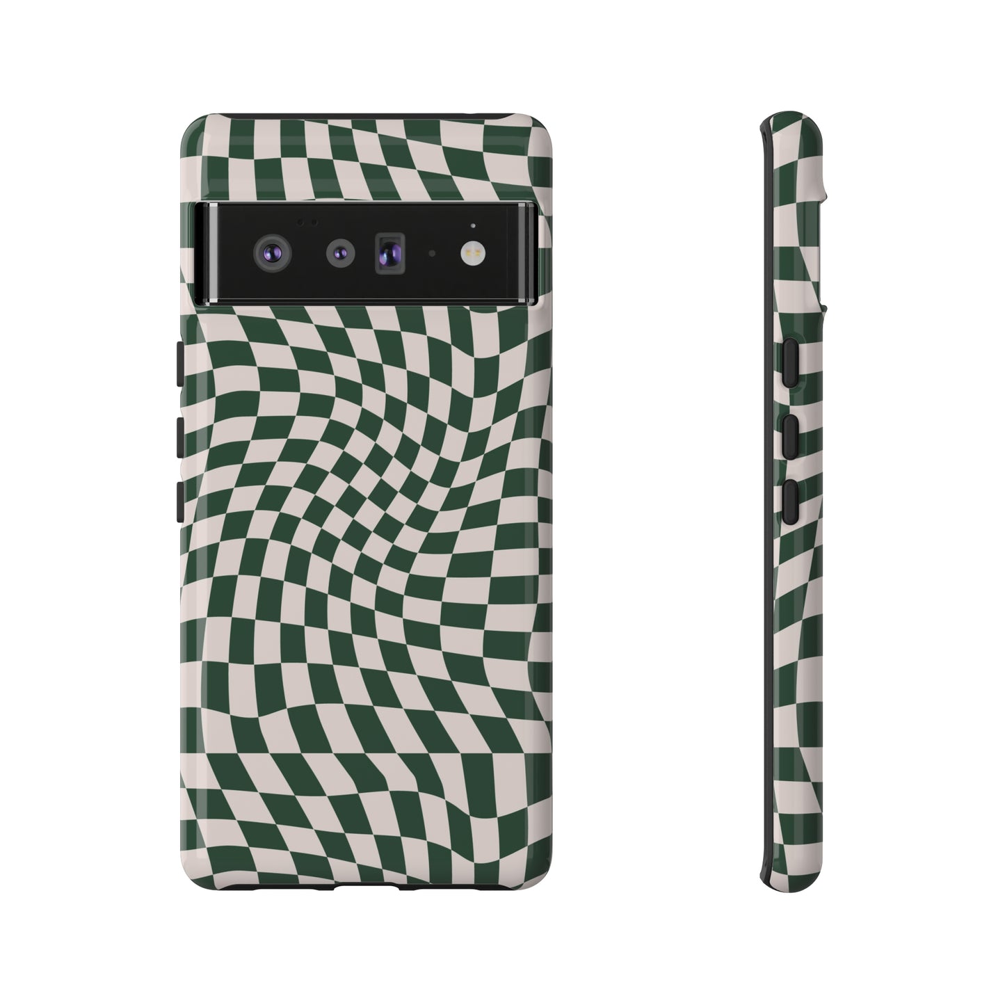 Wavy Forest Green Checkerboard