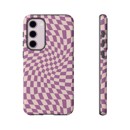 Wavy Purple Pink Checkerboard