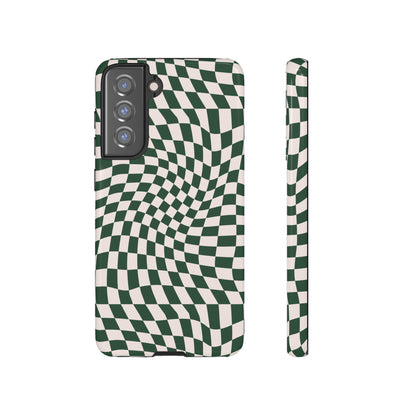 Wavy Forest Green Checkerboard