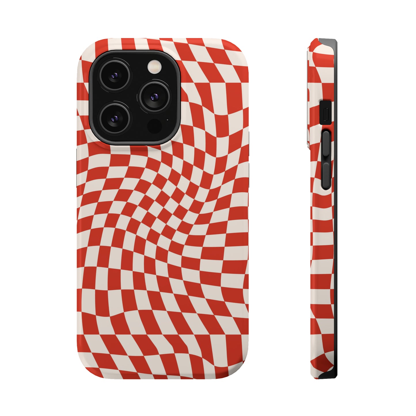 Wavy Cherry Cream Checkerboard Case