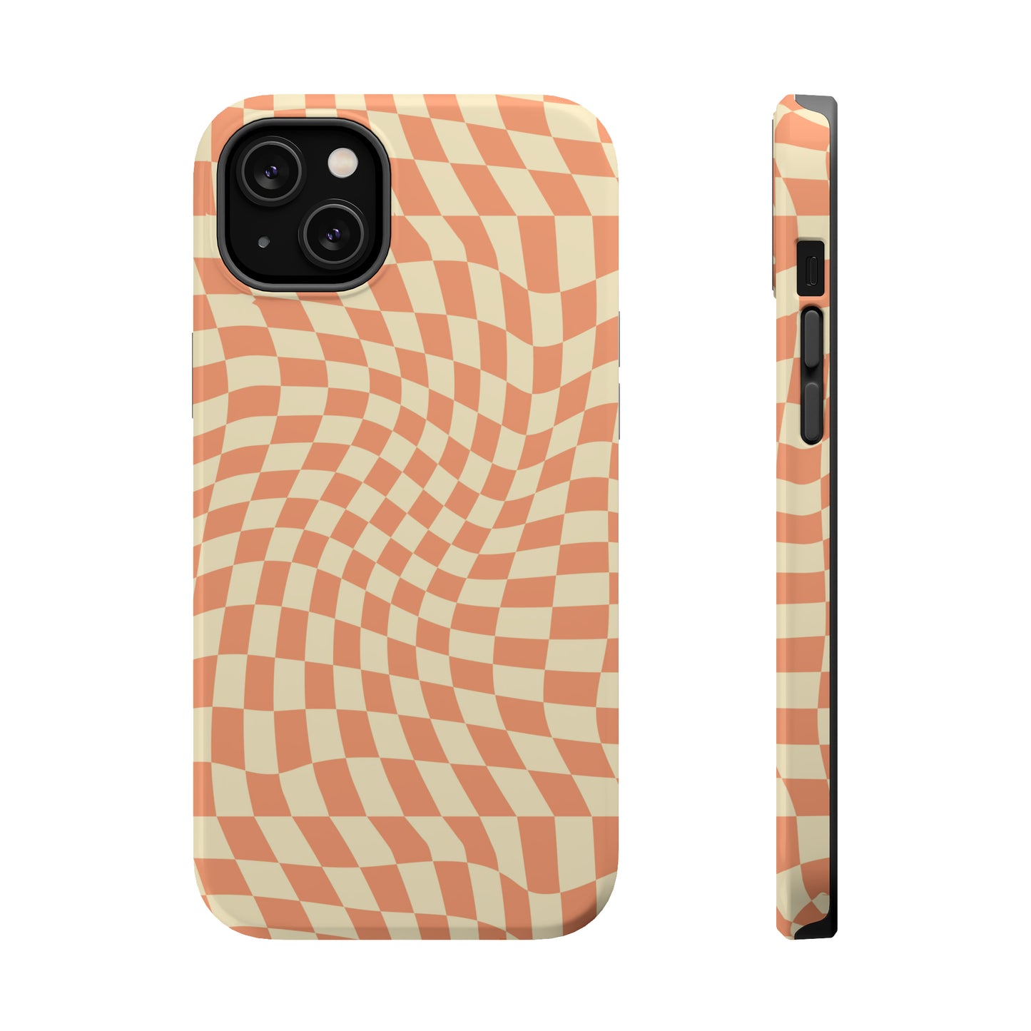 Wavy Peach Cream Checkerboard Case