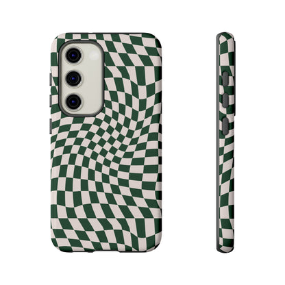 Wavy Forest Green Checkerboard