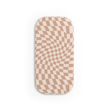 Tan Wavy Checkerboard Phone Click-On Grip